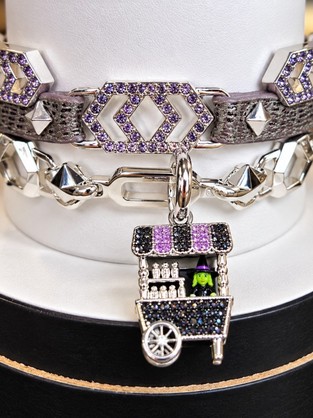 bp Purple and Black Witch Cart Charm Bracelet
